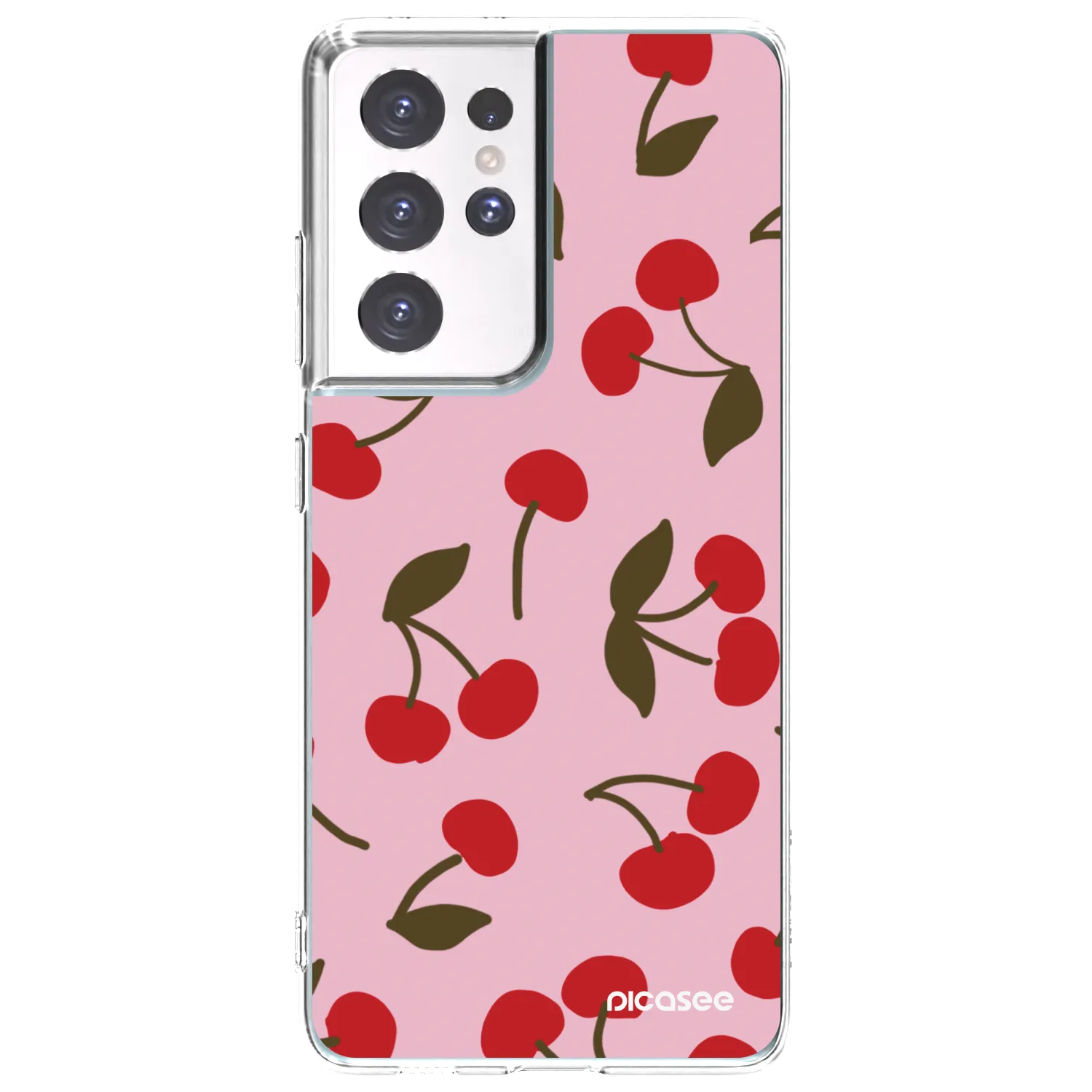 Picasee silikonowe przeźroczyste etui na Samsung Galaxy S21 Ultra 5G G998B - Cherry
