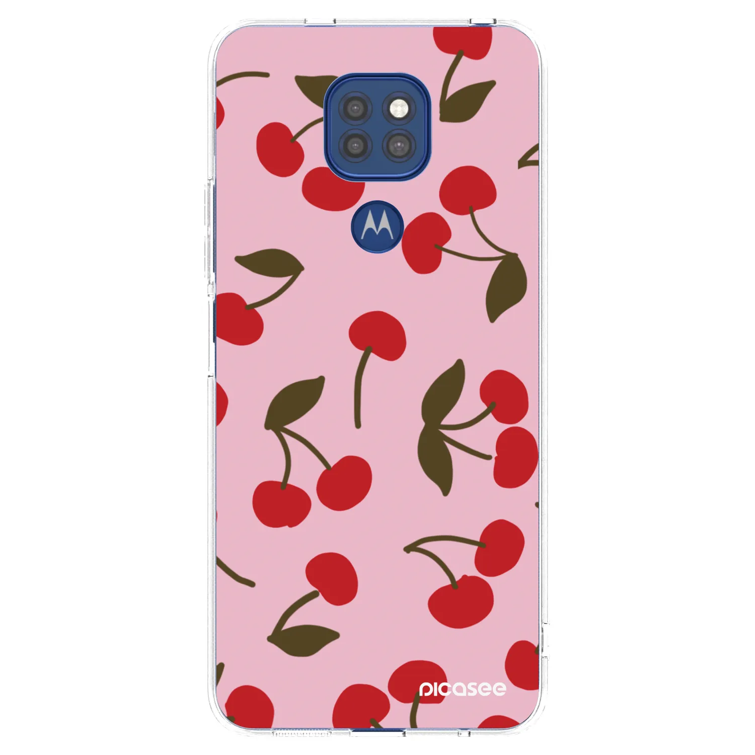 Picasee silikonowe przeźroczyste etui na Motorola Moto G9 Play - Cherry