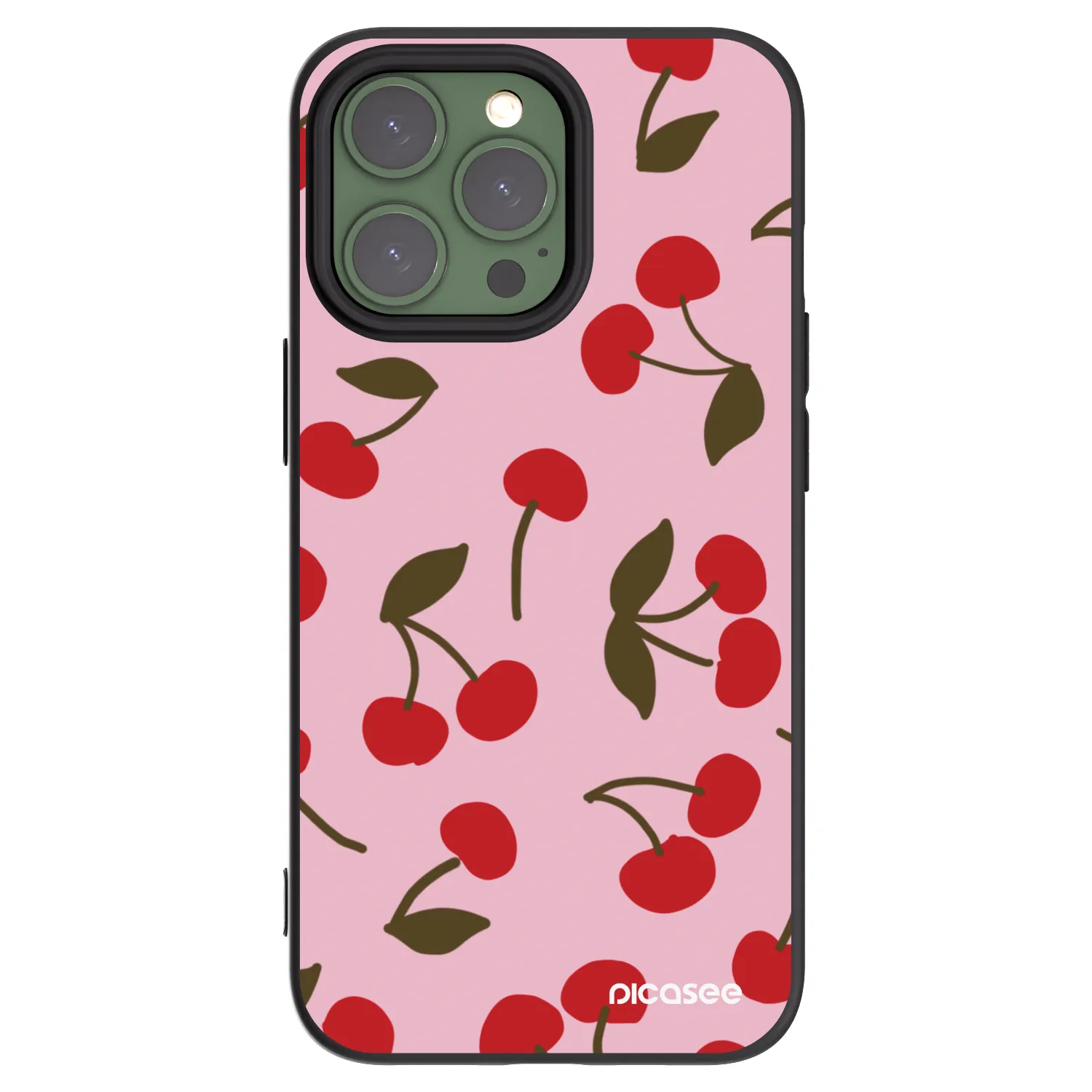 Picasee silikonowe czarne etui na Apple iPhone 13 Pro - Cherry