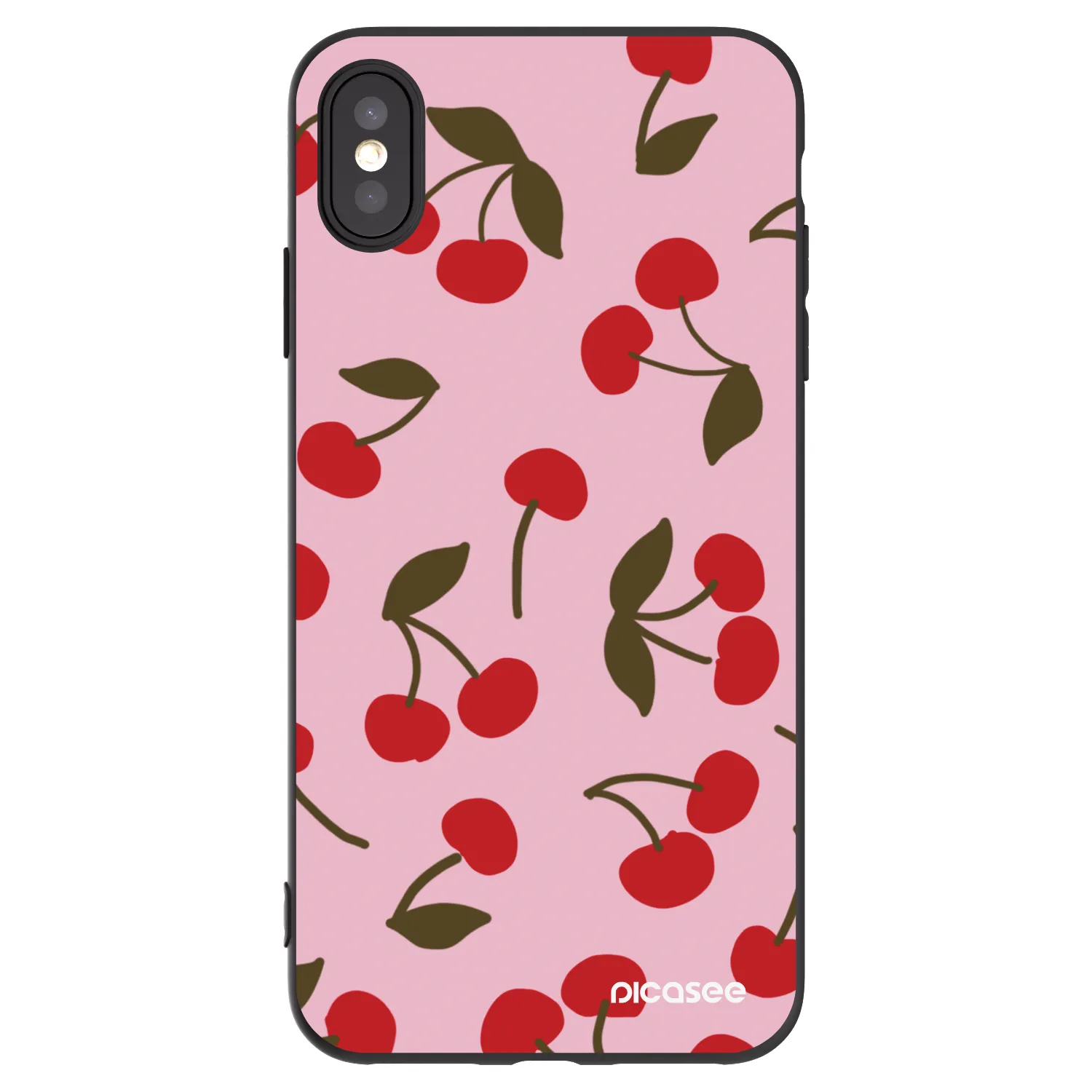 Picasee silikonowe czarne etui na Apple iPhone XS Max - Cherry
