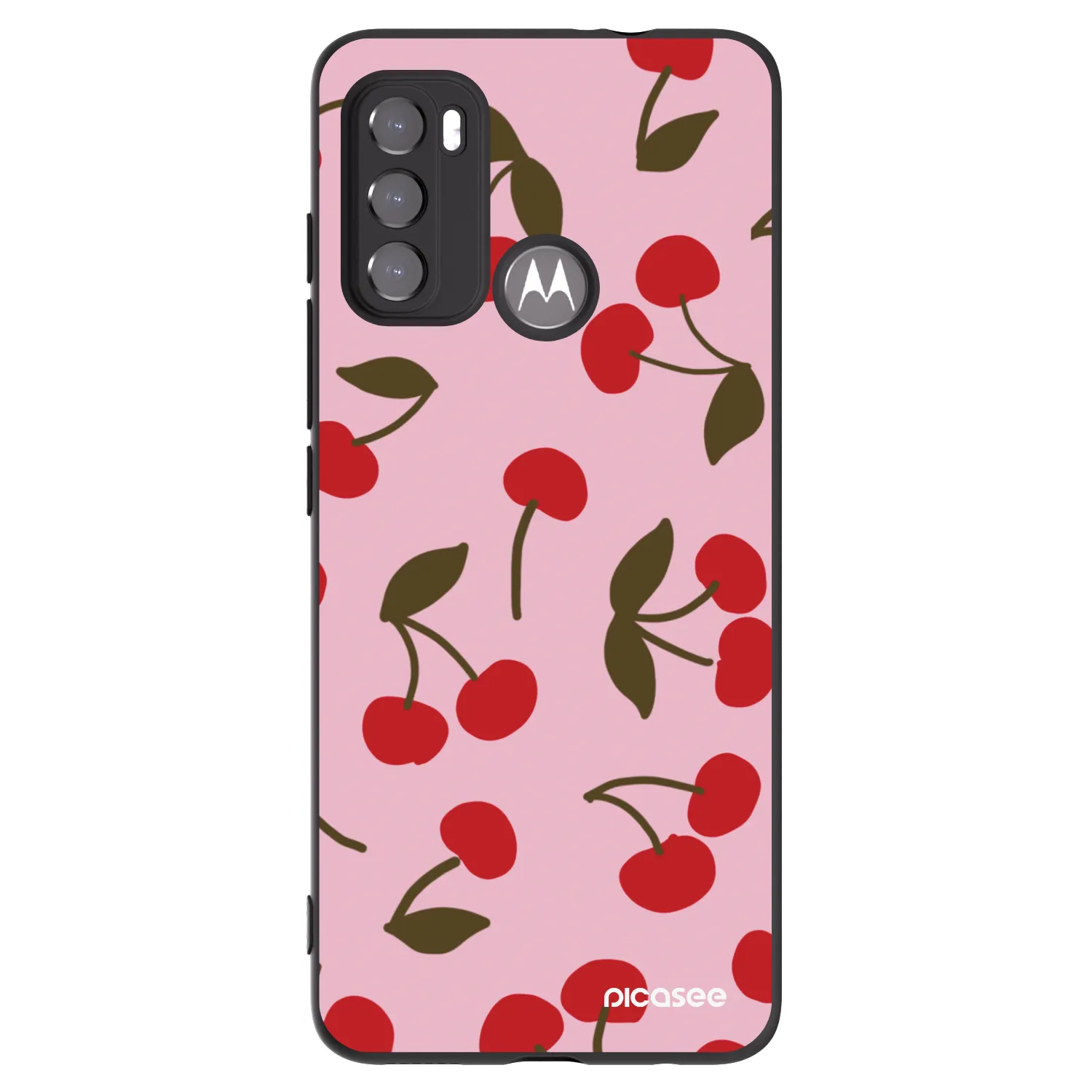 Picasee silikonowe czarne etui na Motorola Moto G60 - Cherry