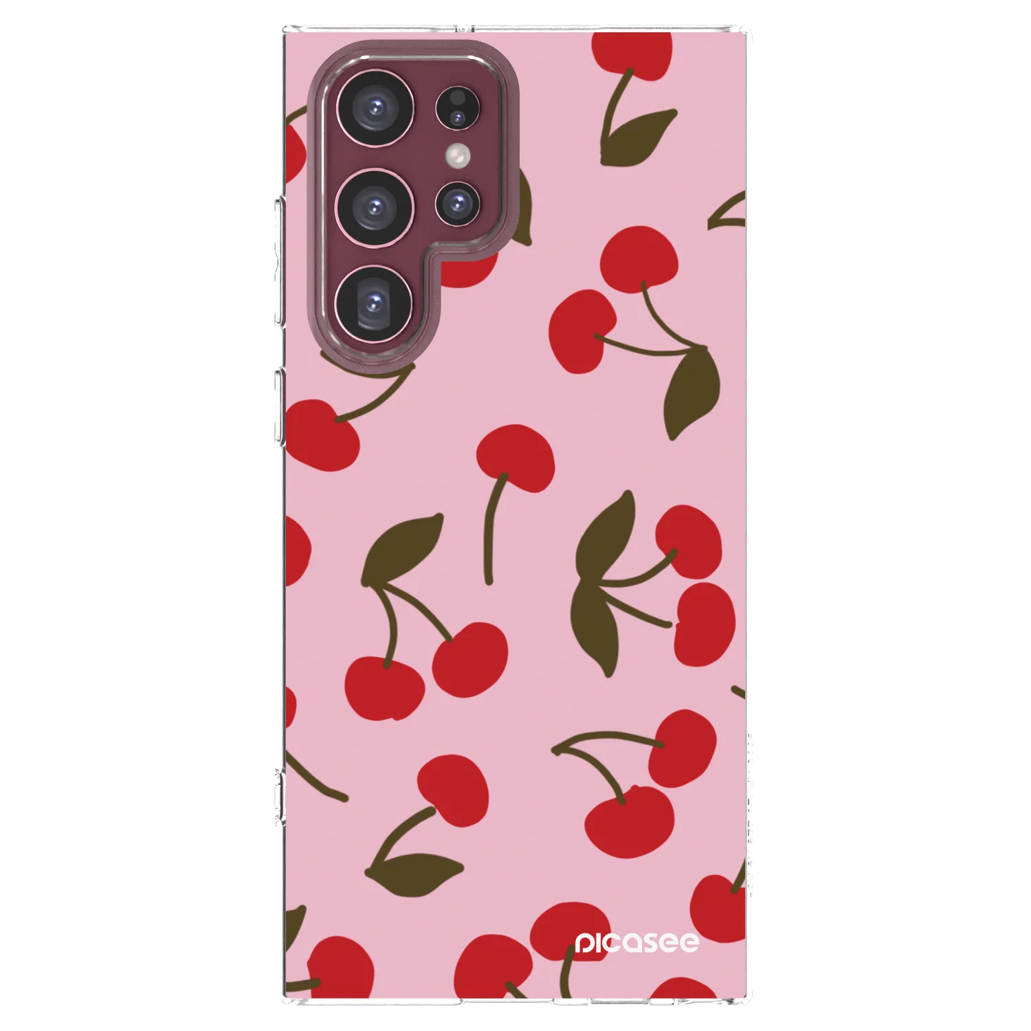 Picasee silikonowe przeźroczyste etui na Samsung Galaxy S22 Ultra 5G - Cherry