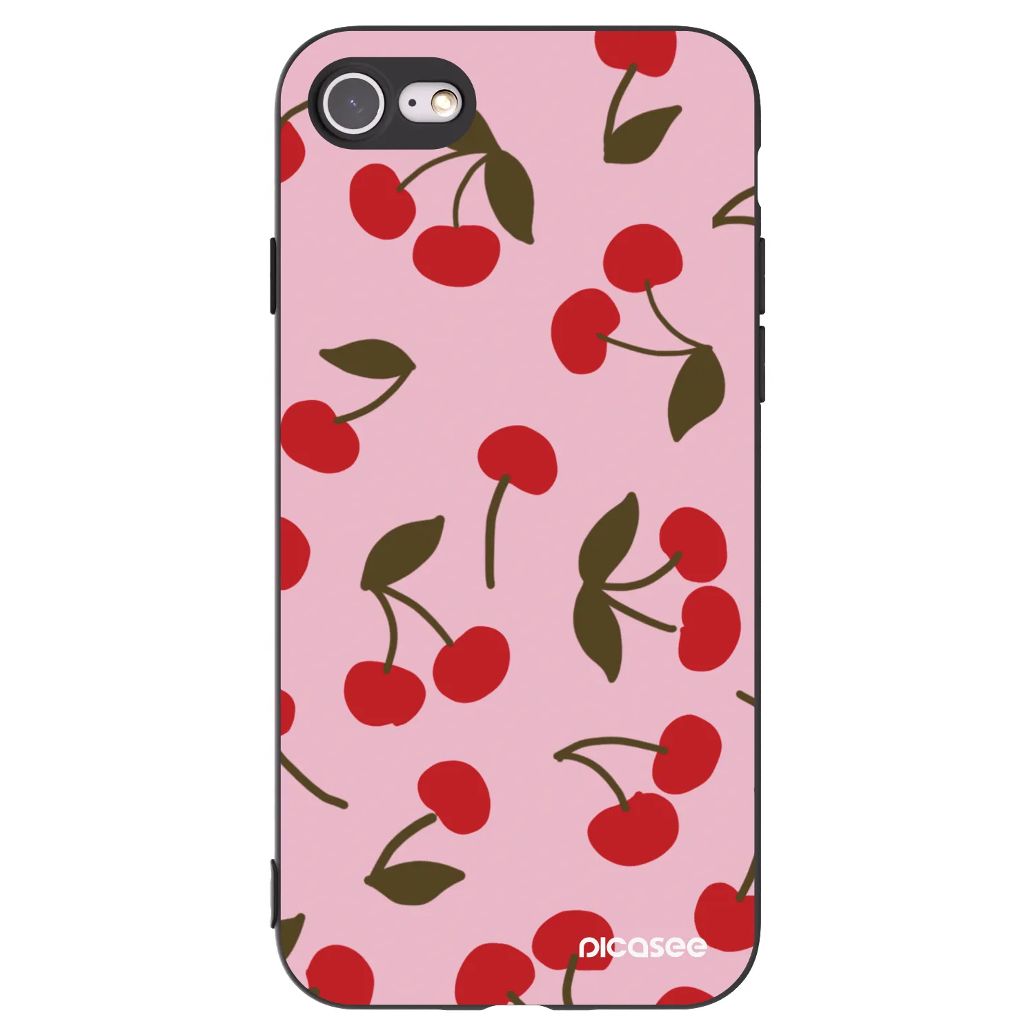 Picasee silikonowe czarne etui na Apple iPhone SE 2022 - Cherry