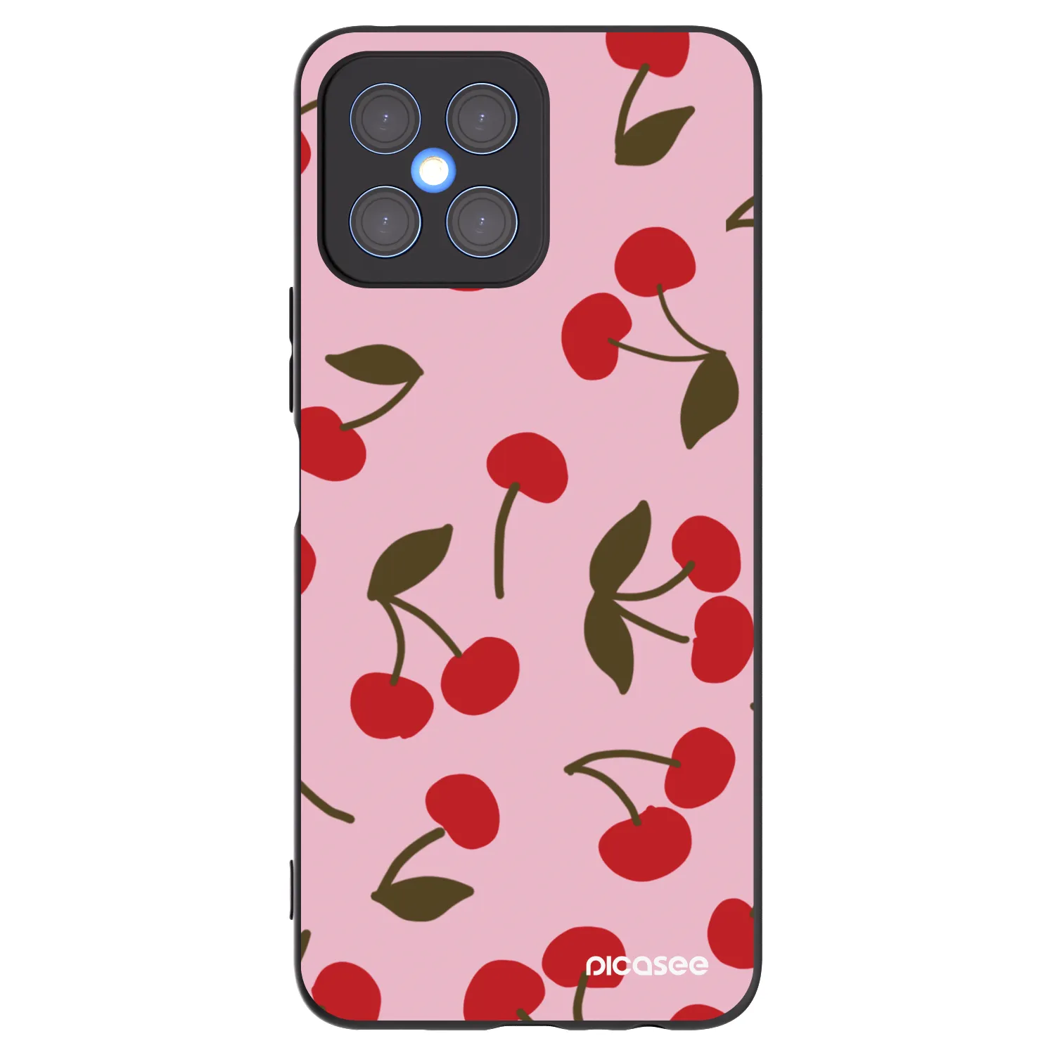 Picasee silikonowe czarne etui na Honor X8 4G - Cherry