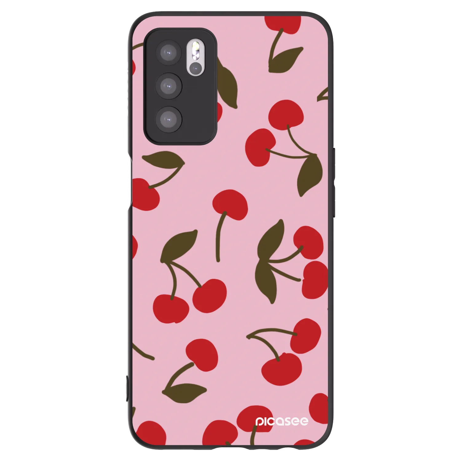 Picasee silikonowe czarne etui na OPPO A16 - Cherry