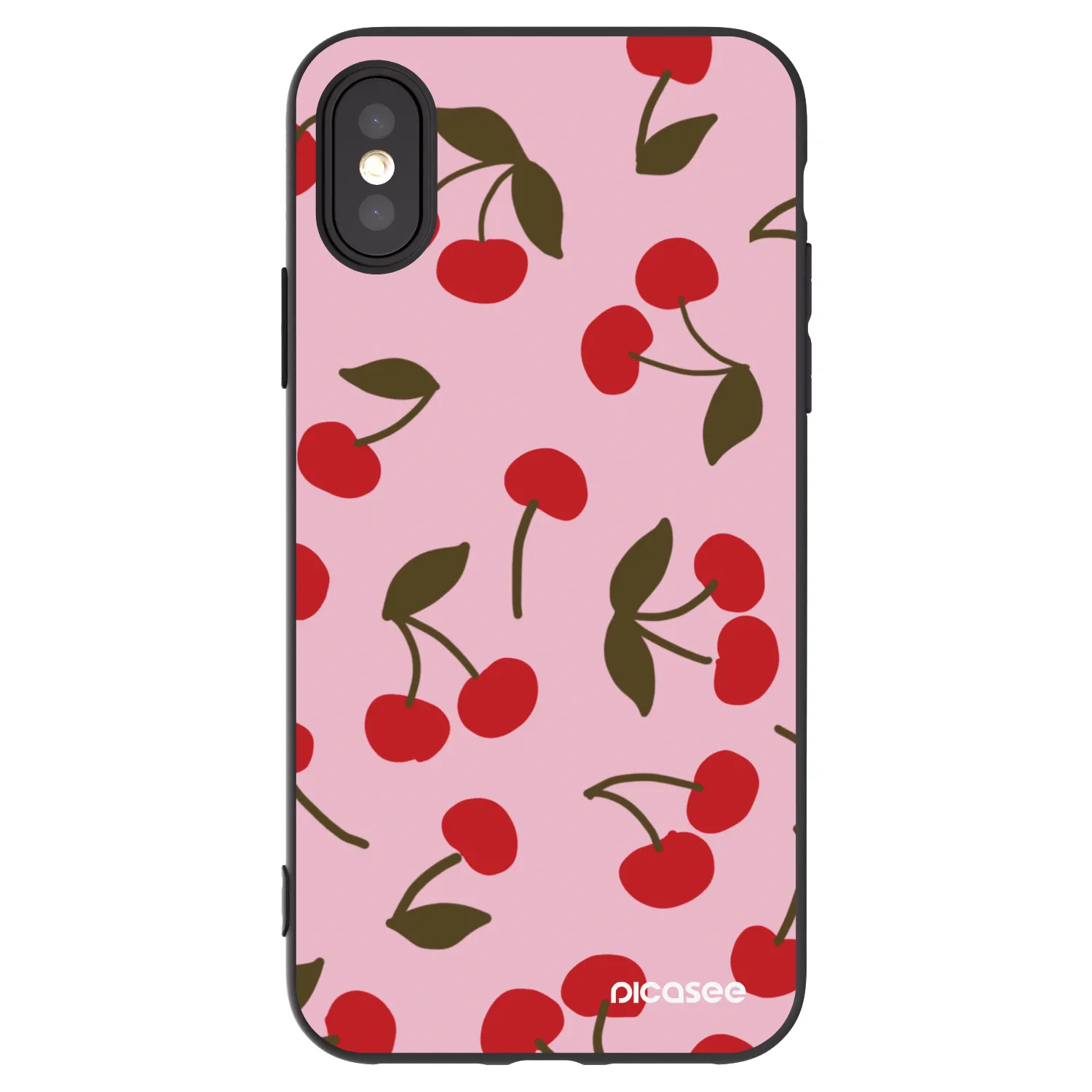 Picasee silikonowe czarne etui na Apple iPhone X/XS - Cherry