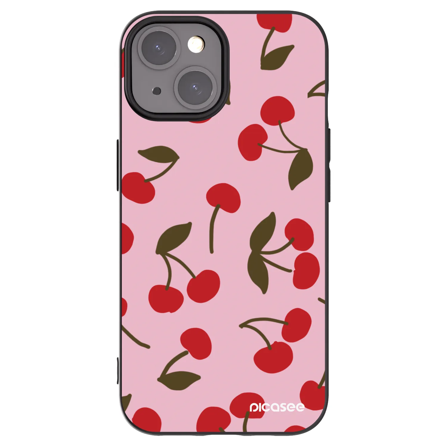 Picasee silikonowe czarne etui na Apple iPhone 15 - Cherry