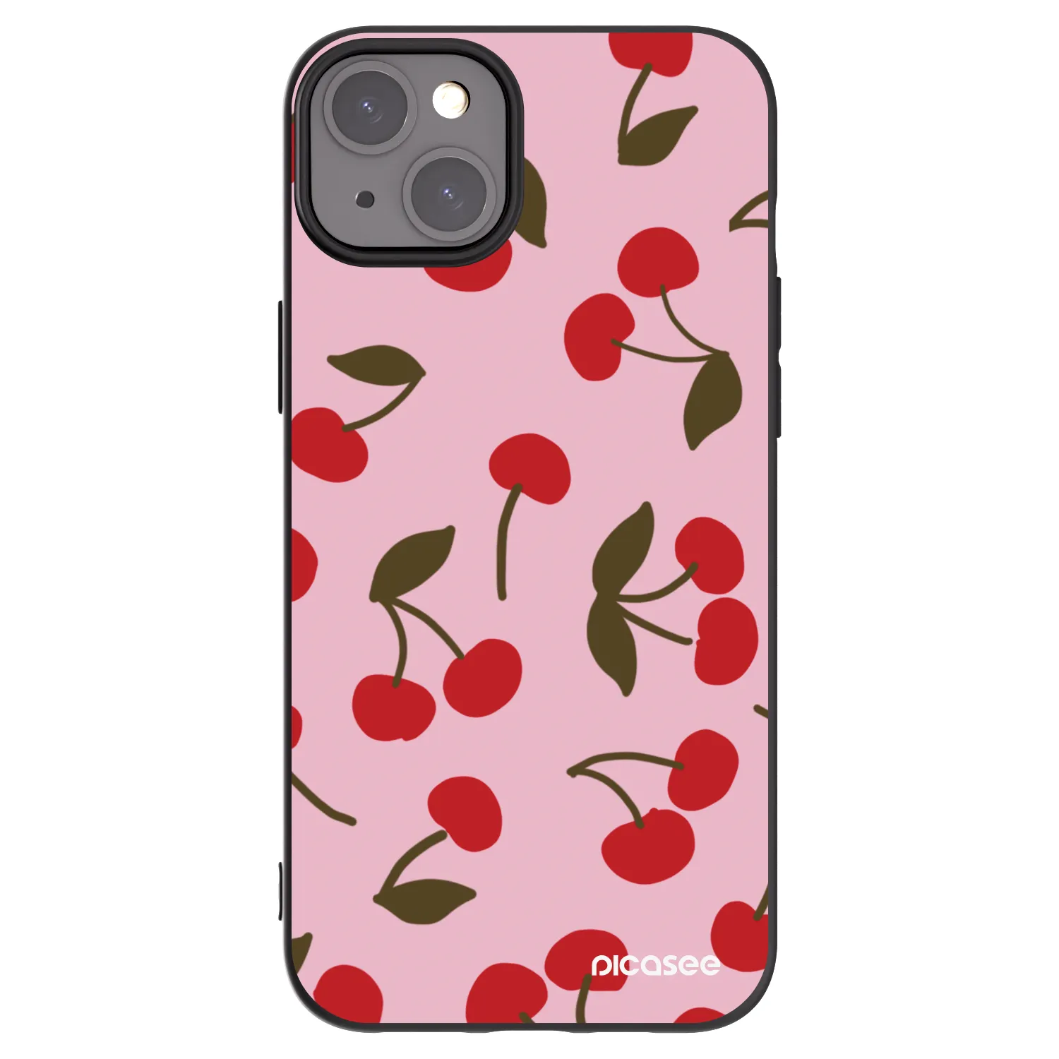 Picasee silikonowe czarne etui na Apple iPhone 15 Plus - Cherry