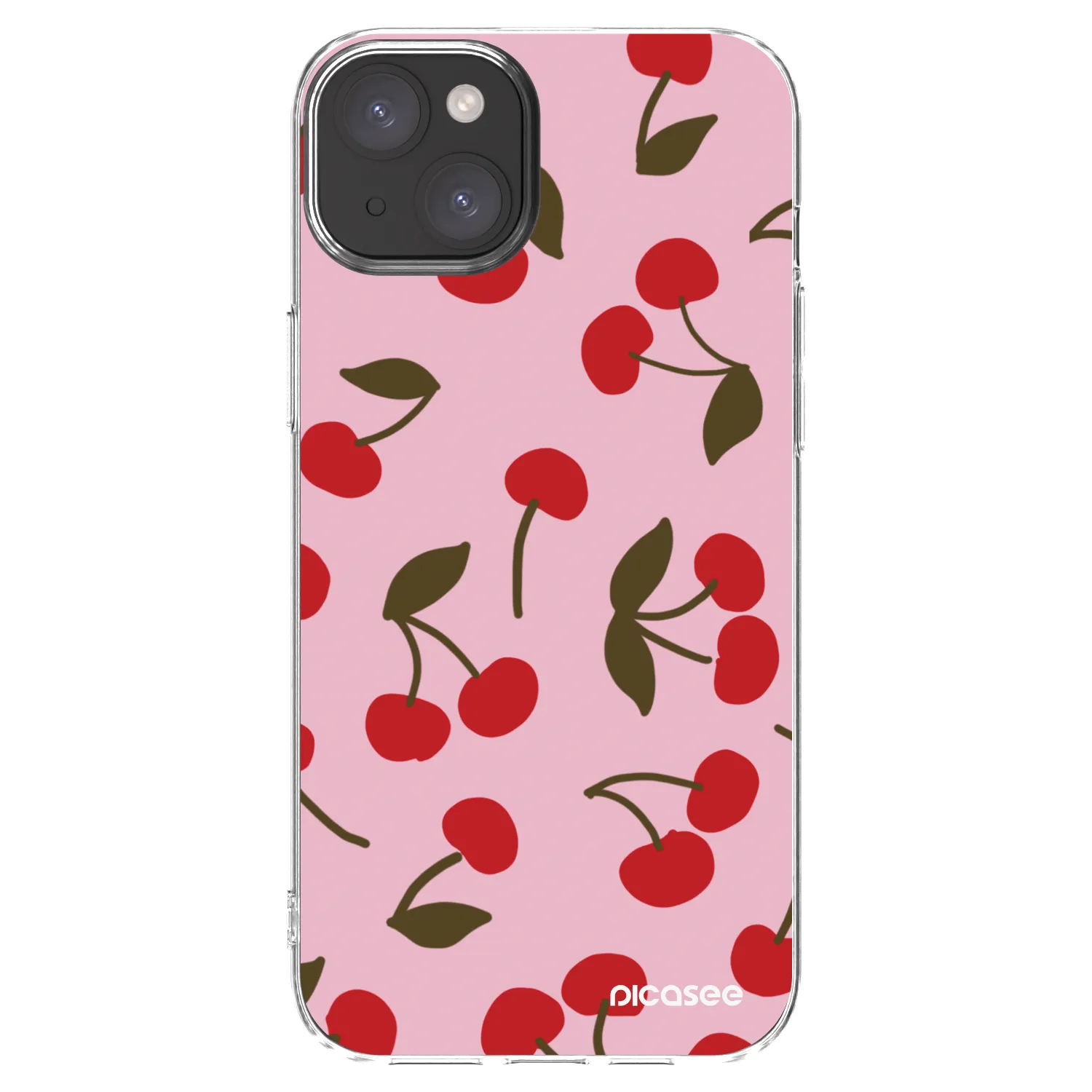 Picasee silikonowe przeźroczyste etui na Apple iPhone 15 Plus - Cherry