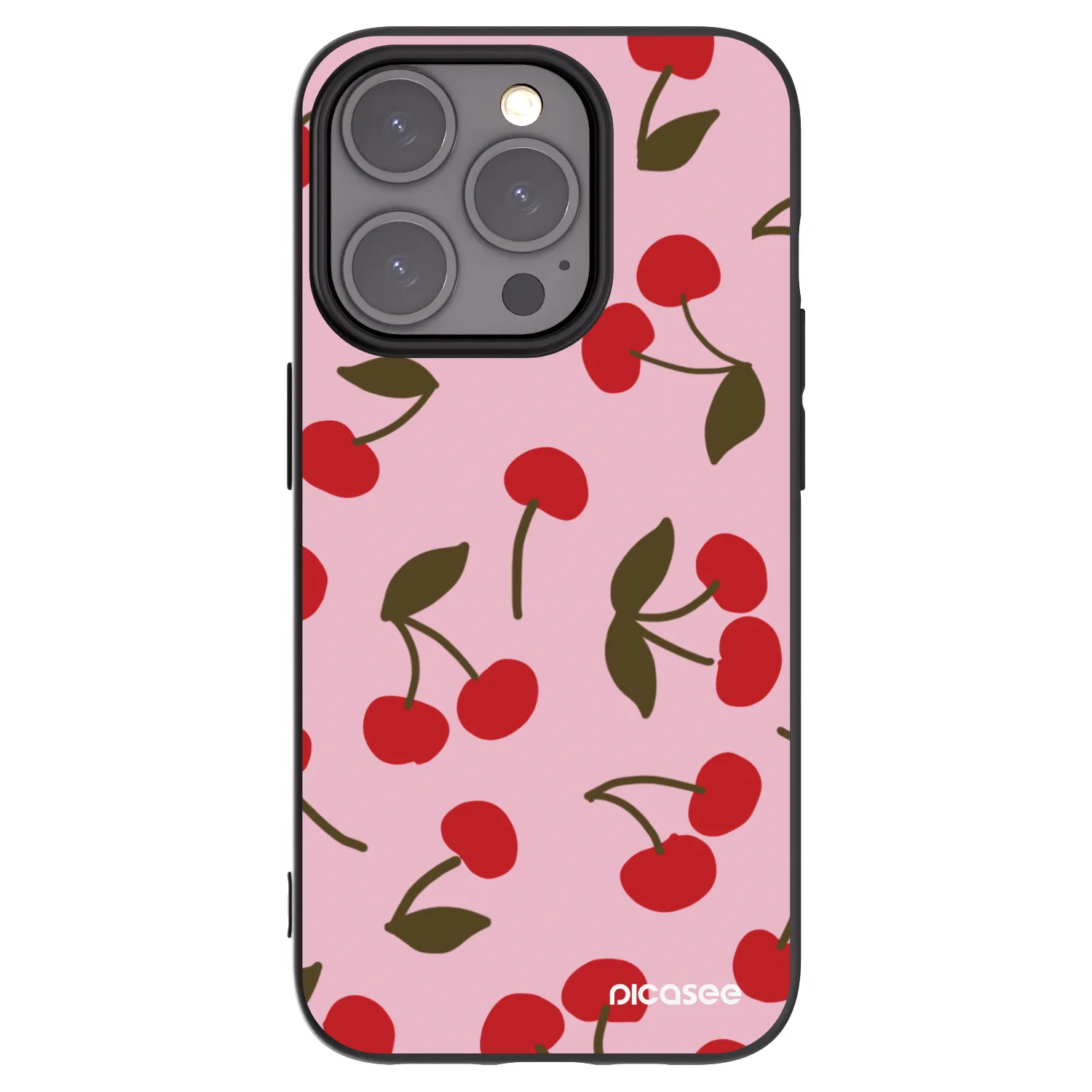 Picasee silikonowe czarne etui na Apple iPhone 15 Pro - Cherry