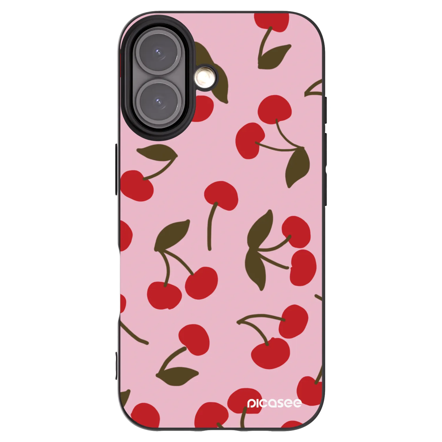 Picasee silikonowe czarne etui na Apple iPhone 16 - Cherry
