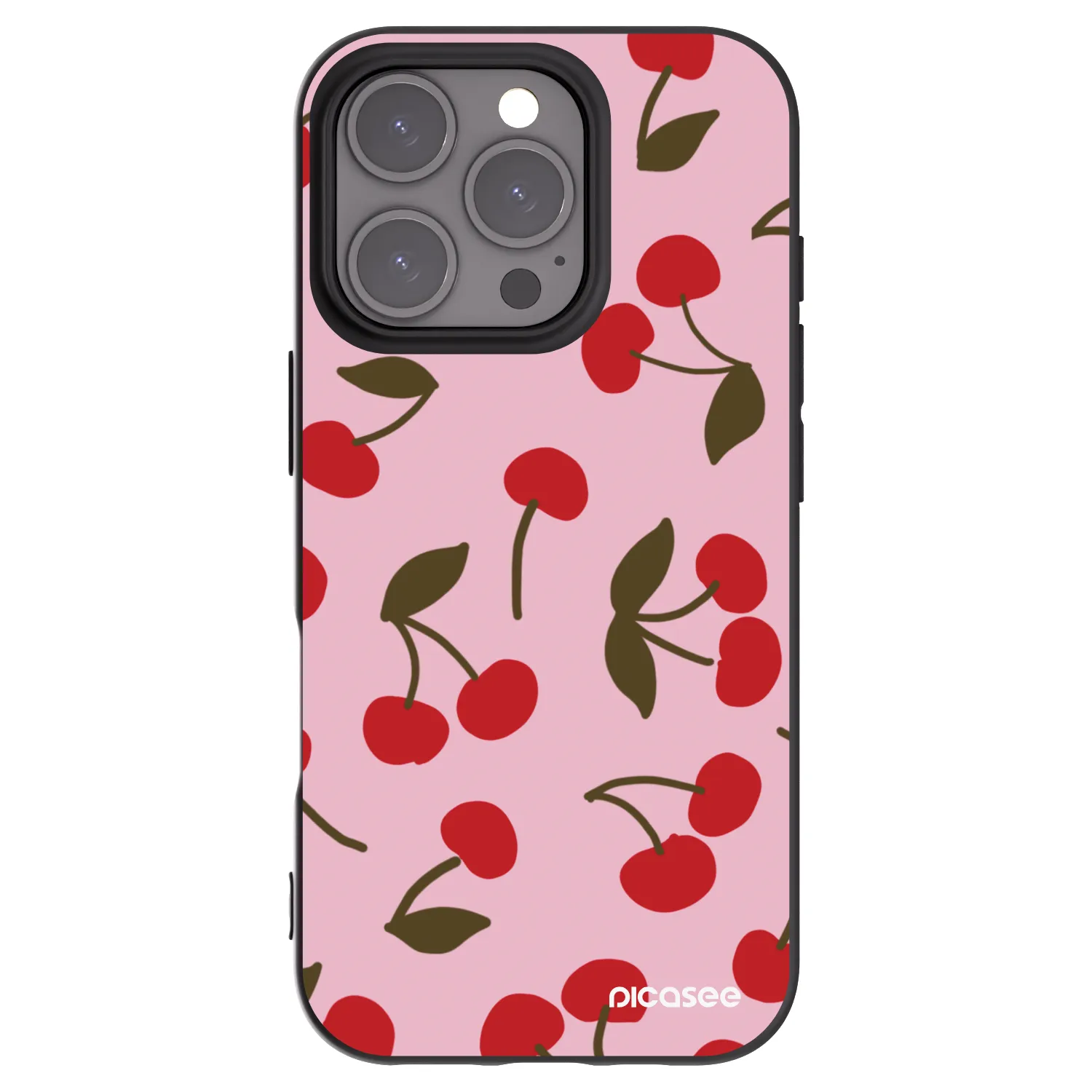 Picasee silikonowe czarne etui na Apple iPhone 16 Pro - Cherry