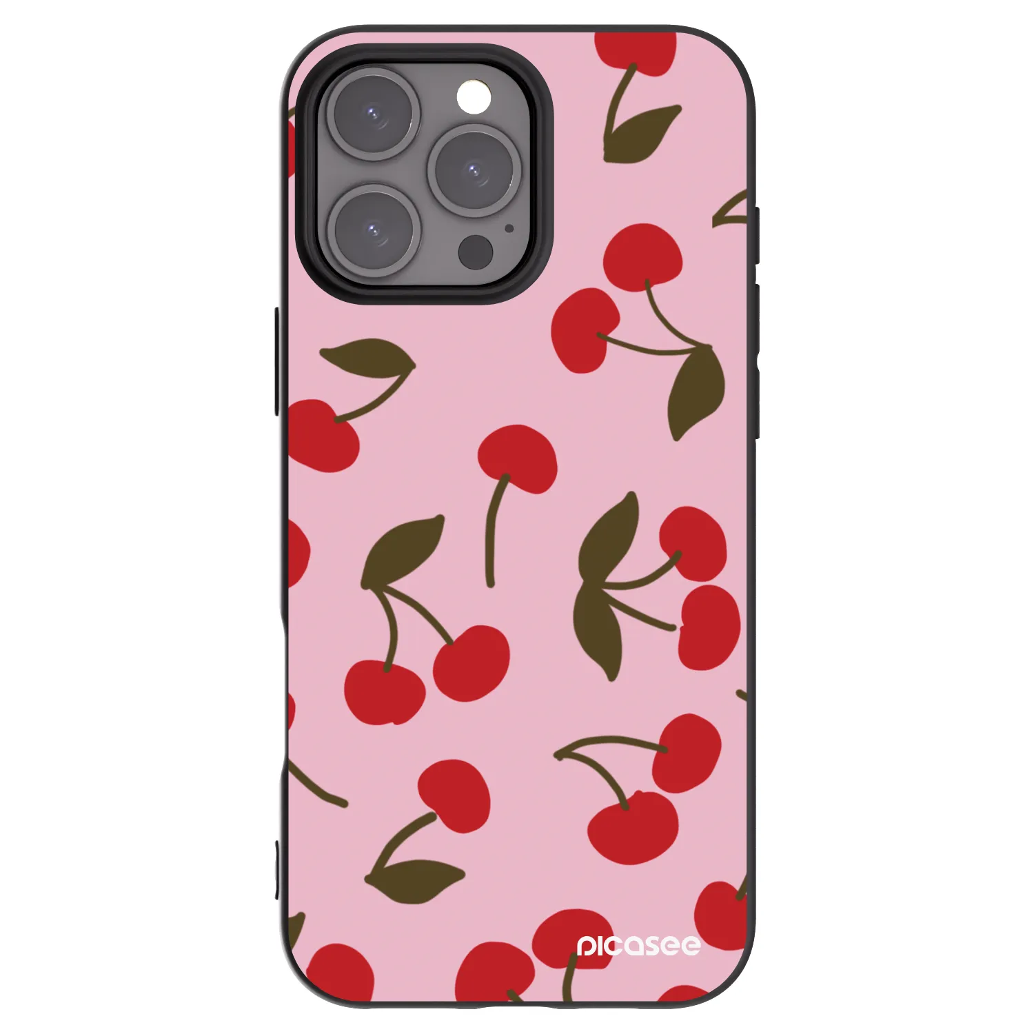 Picasee silikonowe czarne etui na Apple iPhone 16 Pro Max - Cherry