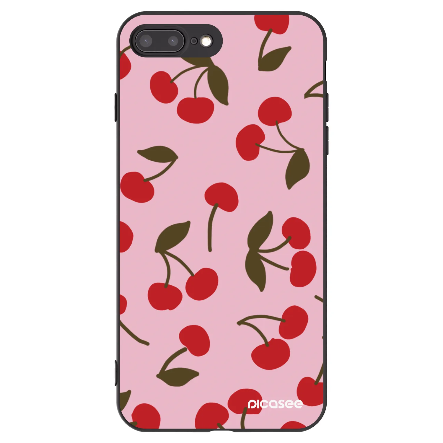 Picasee silikonowe czarne etui na Apple iPhone 7 Plus - Cherry