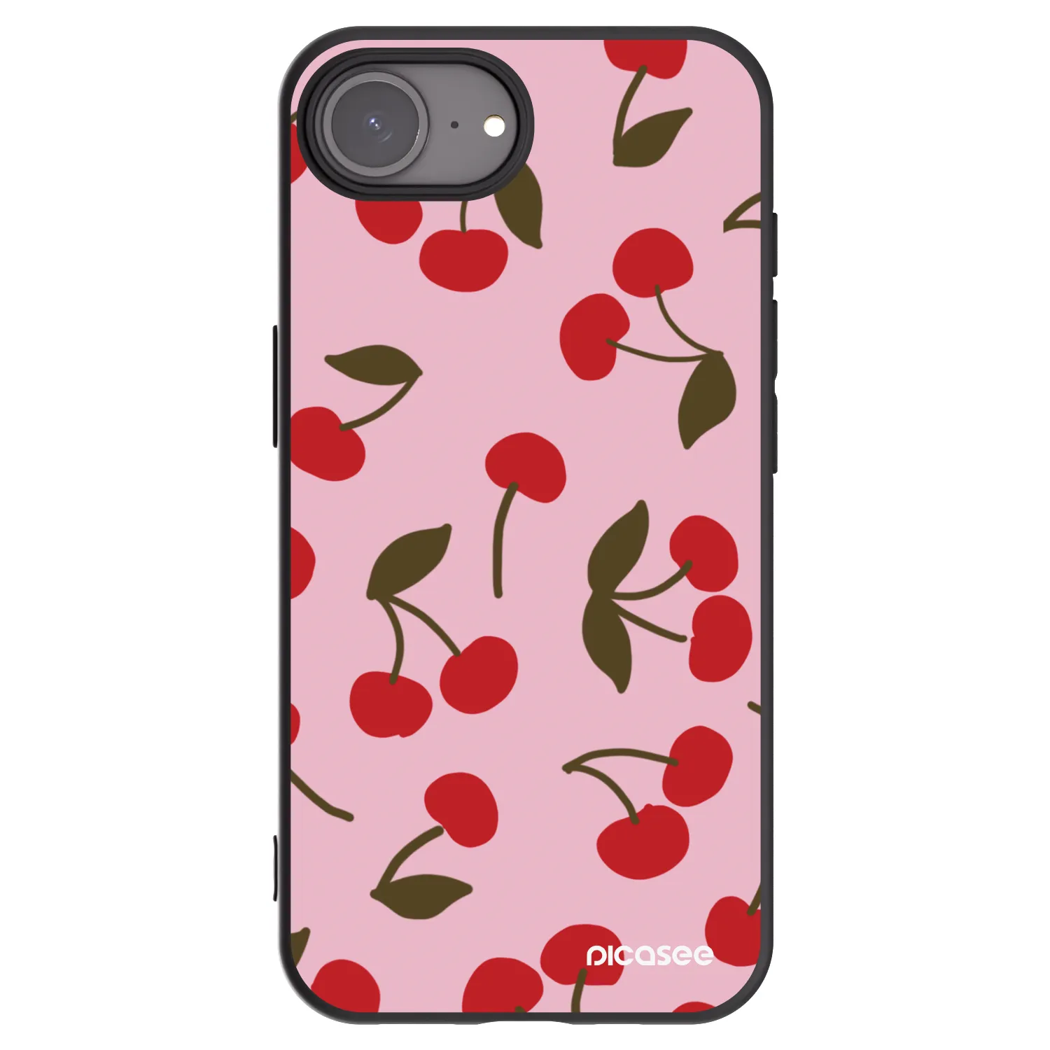 Picasee silikonowe czarne etui na Apple iPhone 16e - Cherry