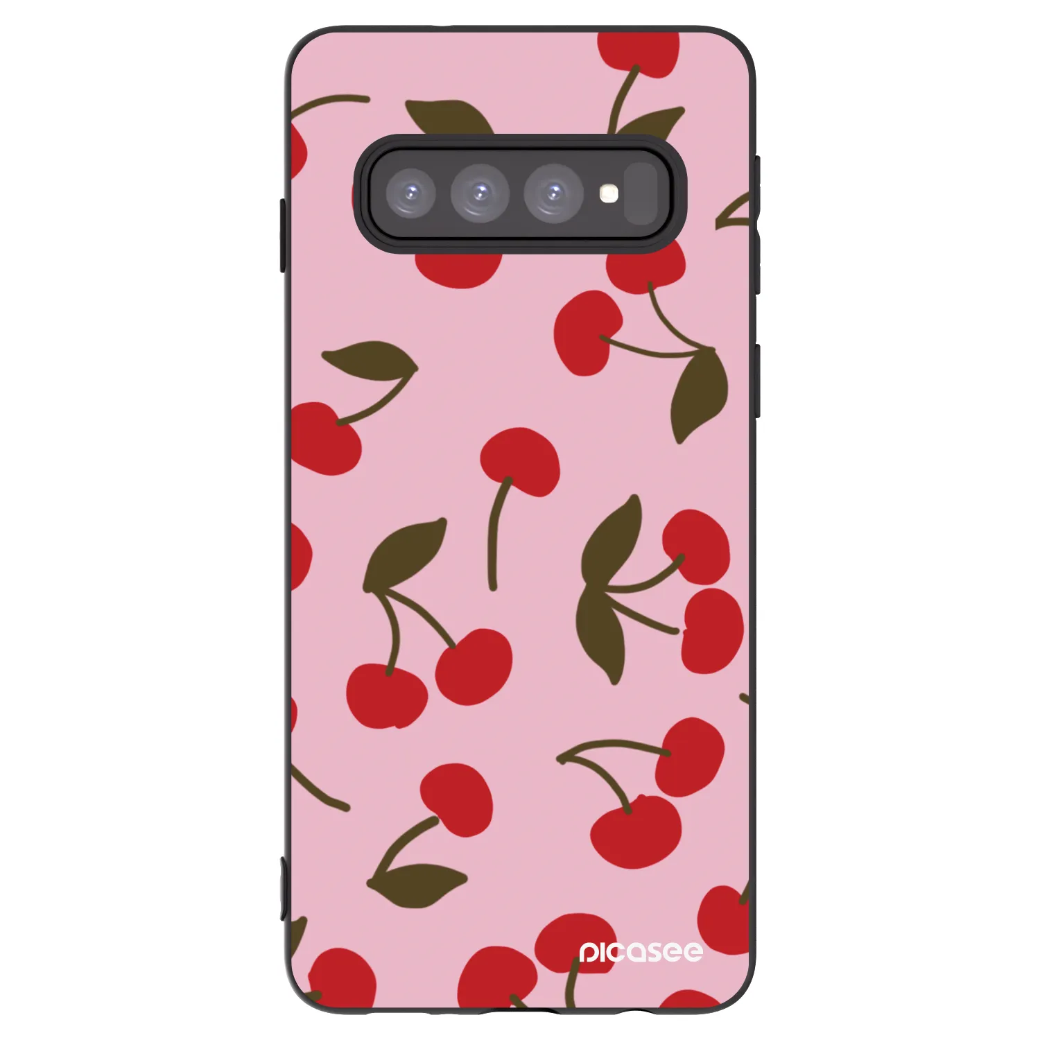 Picasee silikonowe czarne etui na Samsung Galaxy S10 G973 - Cherry