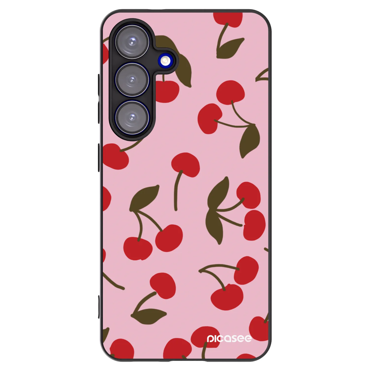 Picasee silikonowe czarne etui na Samsung Galaxy S25 5G - Cherry