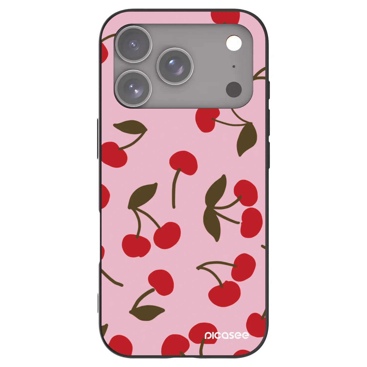 Picasee silikonowe czarne etui na Apple iPhone 17 Pro - Cherry