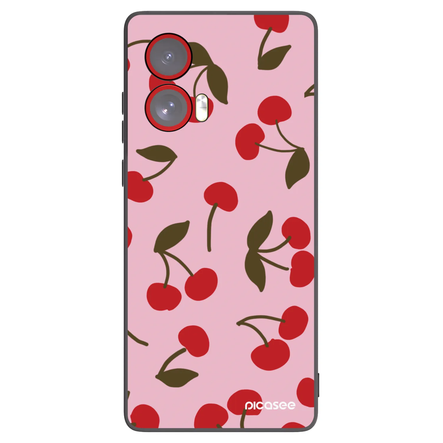 Picasee silikonowe czarne etui na Motorola Edge 50 Fusion - Cherry