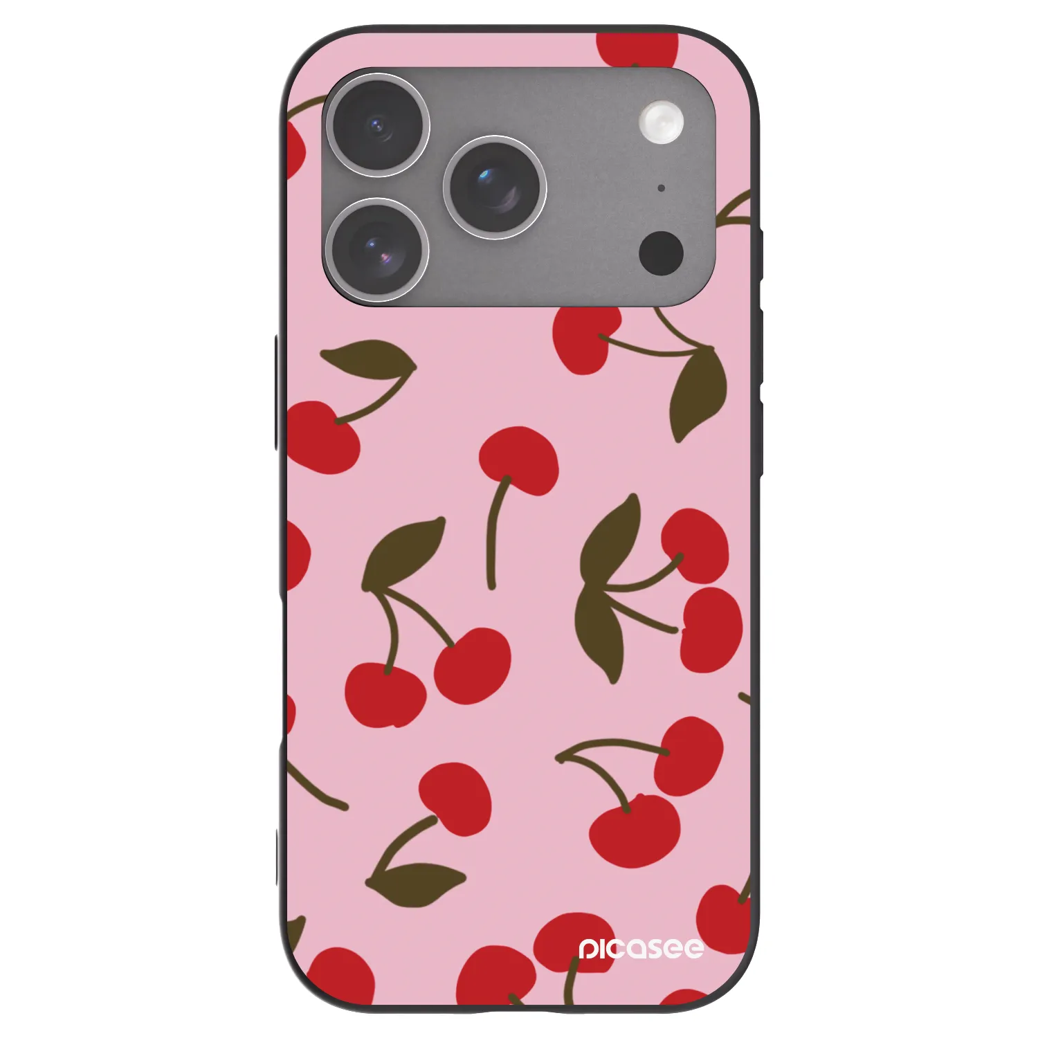 Picasee silikonowe czarne etui na Apple iPhone 18 Pro - Cherry