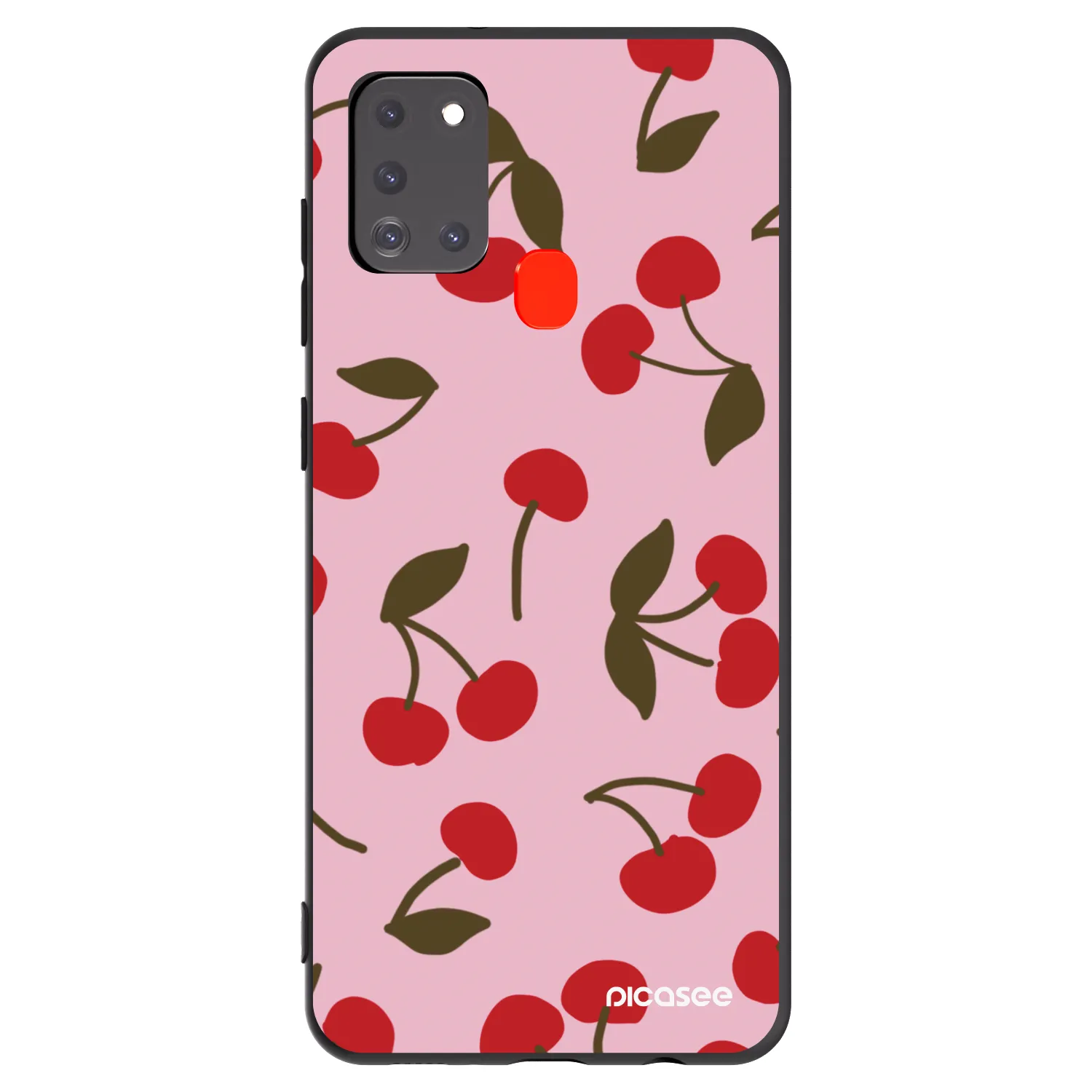 Picasee silikonowe czarne etui na Samsung Galaxy A21s - Cherry