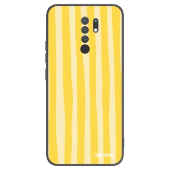 Picasee silikonowe czarne etui na Xiaomi Redmi 9 - Lines lemon
