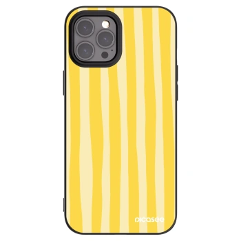 Picasee silikonowe czarne etui na Apple iPhone 12 Pro Max - Lines lemon