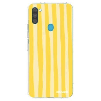 Picasee silikonowe przeźroczyste etui na Samsung Galaxy M11 - Lines lemon