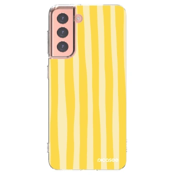 Picasee silikonowe przeźroczyste etui na Samsung Galaxy S21 5G G991B - Lines lemon