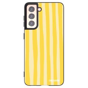 Picasee silikonowe czarne etui na Samsung Galaxy S21 5G G991B - Lines lemon