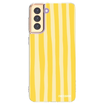 Picasee silikonowe przeźroczyste etui na Samsung Galaxy S21+ 5G G996F - Lines lemon