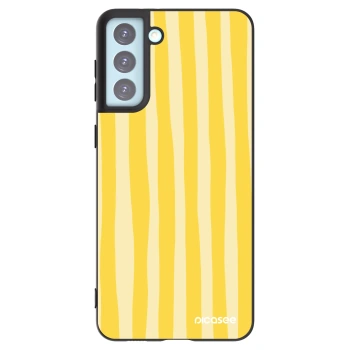 Picasee silikonowe czarne etui na Samsung Galaxy S21+ 5G G996F - Lines lemon