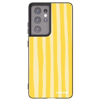 Picasee silikonowe czarne etui na Samsung Galaxy S21 Ultra 5G G998B - Lines lemon