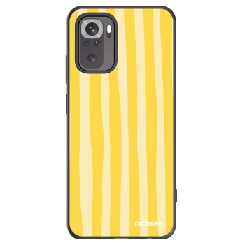 Picasee silikonowe czarne etui na Xiaomi Redmi Note 10S - Lines lemon
