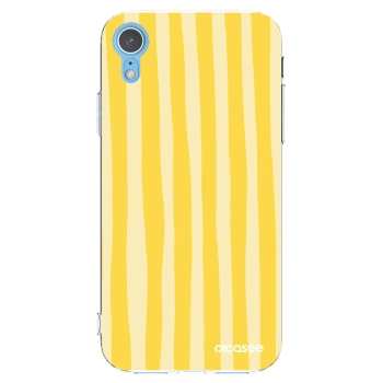 Picasee silikonowe przeźroczyste etui na Apple iPhone XR - Lines lemon