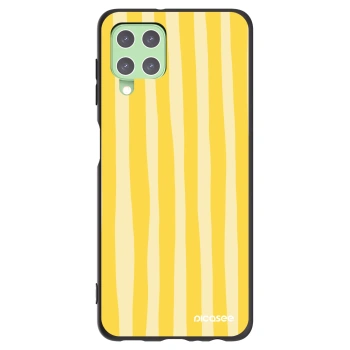 Picasee silikonowe czarne etui na Samsung Galaxy A22 A225F 4G - Lines lemon