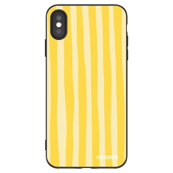 Picasee silikonowe czarne etui na Apple iPhone XS Max - Lines lemon