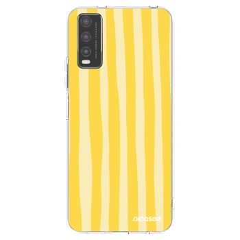 Picasee silikonowe przeźroczyste etui na Vivo Y20s - Lines lemon