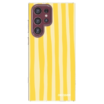Picasee silikonowe przeźroczyste etui na Samsung Galaxy S22 Ultra 5G - Lines lemon