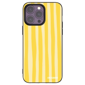 Picasee silikonowe czarne etui na Apple iPhone 14 Pro Max - Lines lemon