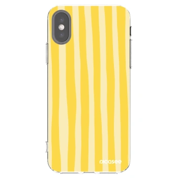 Picasee silikonowe przeźroczyste etui na Apple iPhone X/XS - Lines lemon