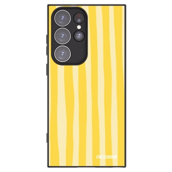 Picasee silikonowe czarne etui na Samsung Galaxy S23 Ultra 5G - Lines lemon