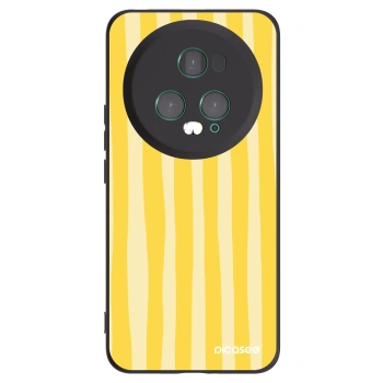 Picasee silikonowe czarne etui na Honor Magic5 Pro - Lines lemon