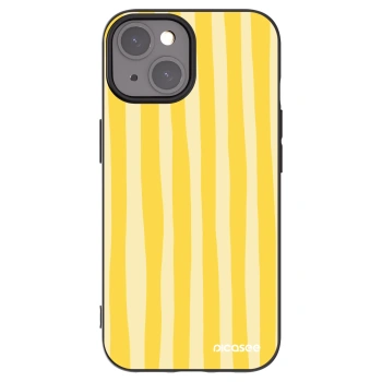Picasee silikonowe czarne etui na Apple iPhone 15 - Lines lemon
