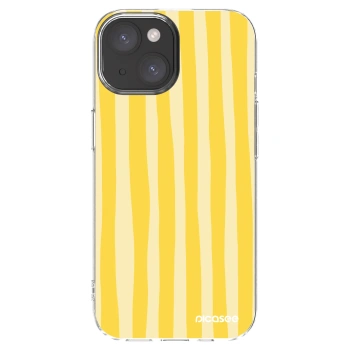 Picasee silikonowe przeźroczyste etui na Apple iPhone 15 - Lines lemon