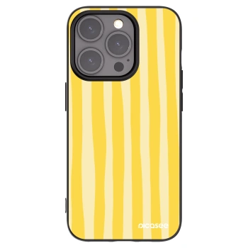 Picasee silikonowe czarne etui na Apple iPhone 15 Pro - Lines lemon