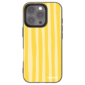 Picasee silikonowe czarne etui na Apple iPhone 16 Pro - Lines lemon