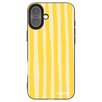 Picasee silikonowe czarne etui na Apple iPhone 16 Plus - Lines lemon