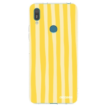 Picasee silikonowe przeźroczyste etui na Huawei Y7 2019 - Lines lemon