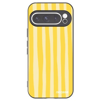 Picasee silikonowe czarne etui na Google Pixel 9 Pro - Lines lemon